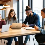 정보 신뢰성 평가의 데이터 분석 기법 - **"A vibrant and diverse group of young adults, both male and female, are engaged in collaborative w...